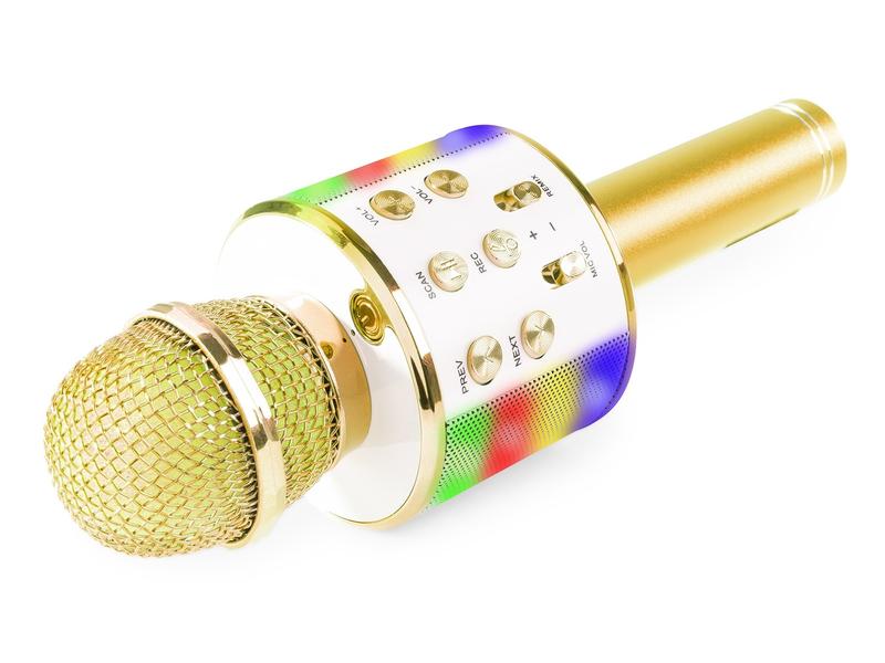 MAX Mikrofon KM15G Gold Karaoke Mikrofon mit eingebautem Lautsprecher und LED-Beleuchtung