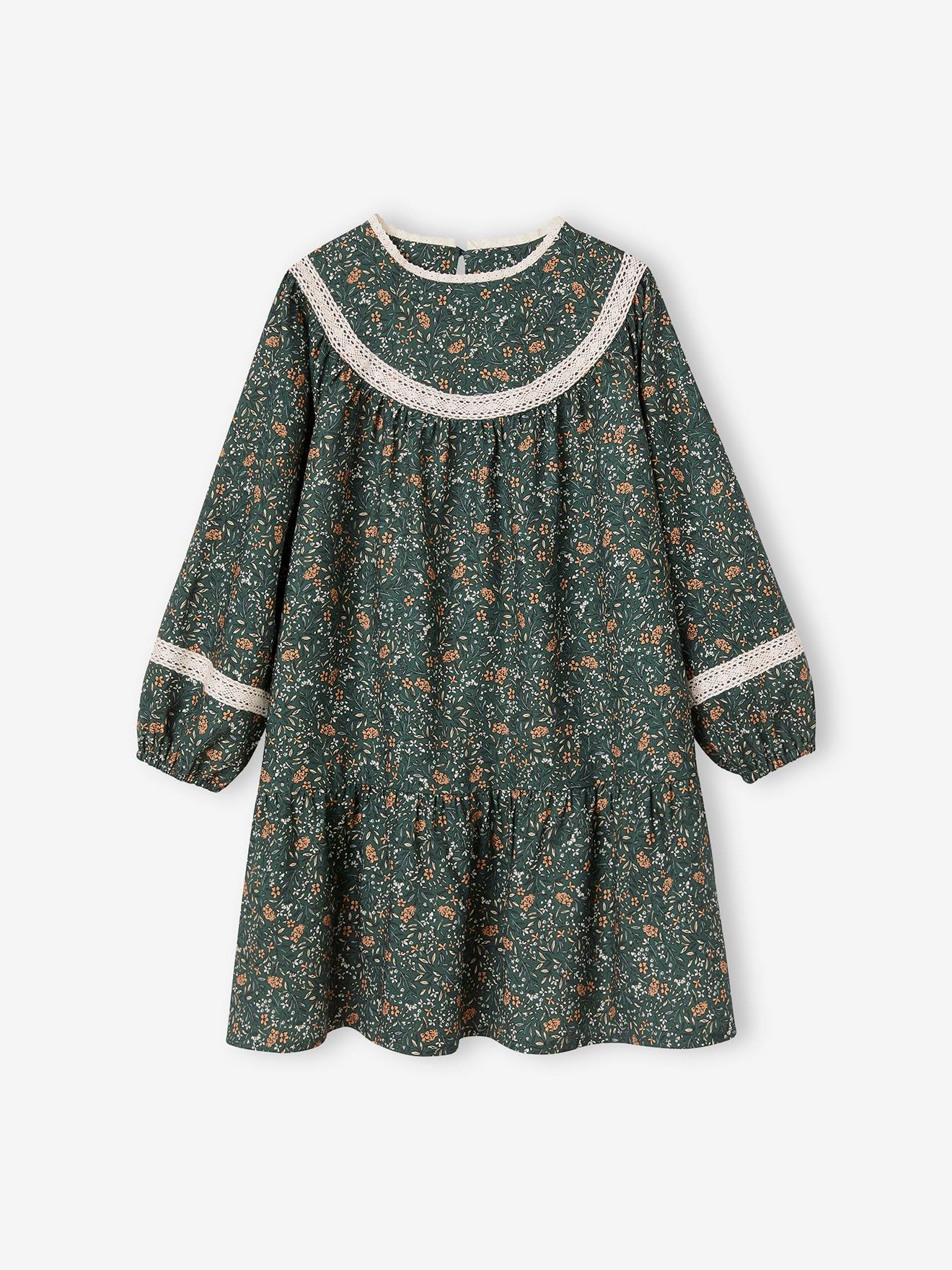Vestido floral azul escuro para meninas