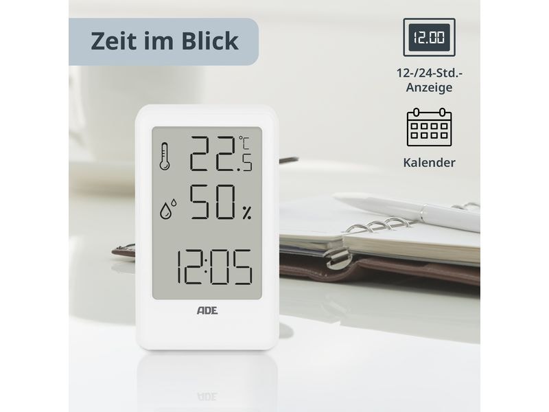 ADE Wetterstation Thermo-Hygrometer 11 cm, Weiss Thermisches Hygrometer