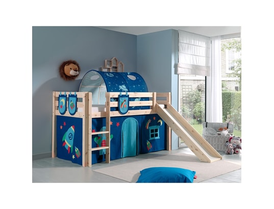 VIPACK - Lit mi-hauteur 90x200 avec toboggan sommier inclus et housse...
