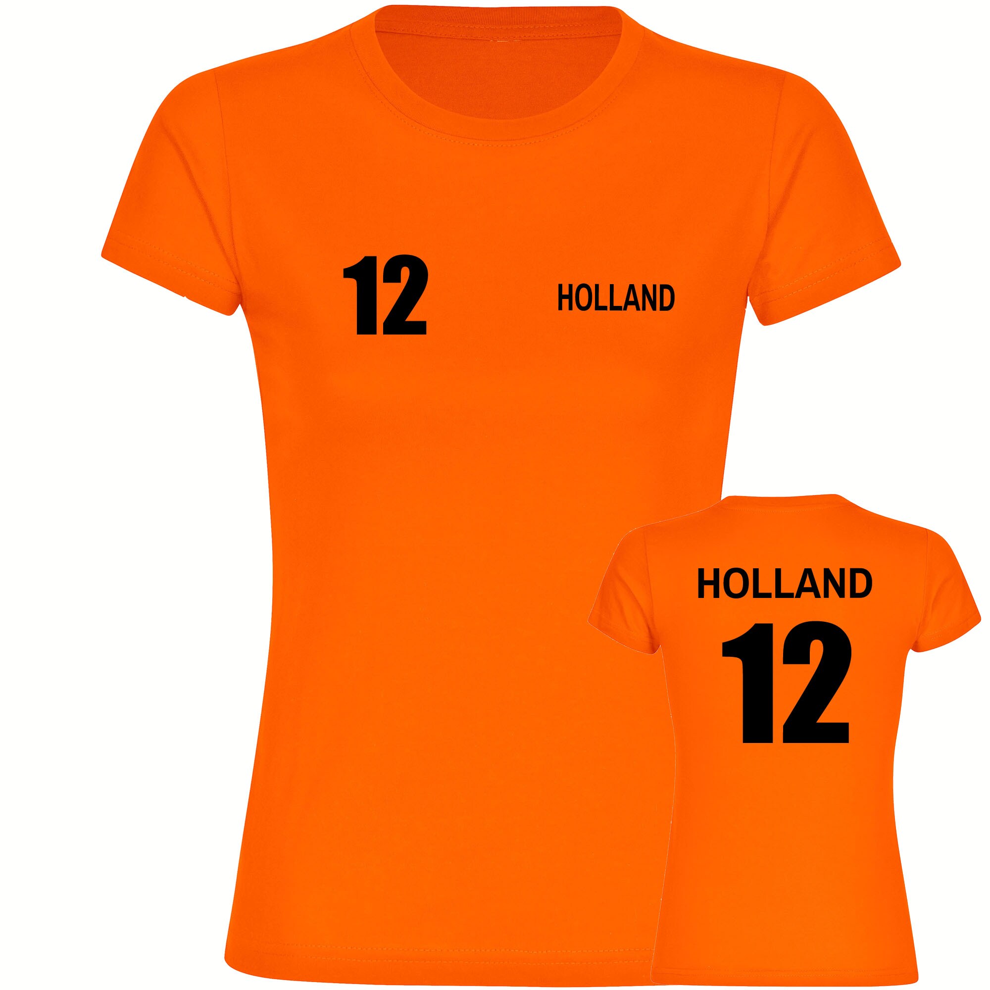 multifanshop® Damen T-Shirt - Holland - Trikot 12 - Druck schwarz