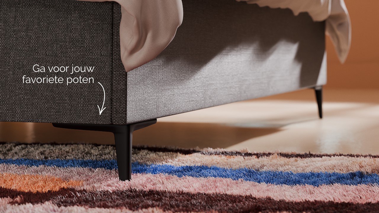 Opbergbed Morgan - Linen touch dark grey