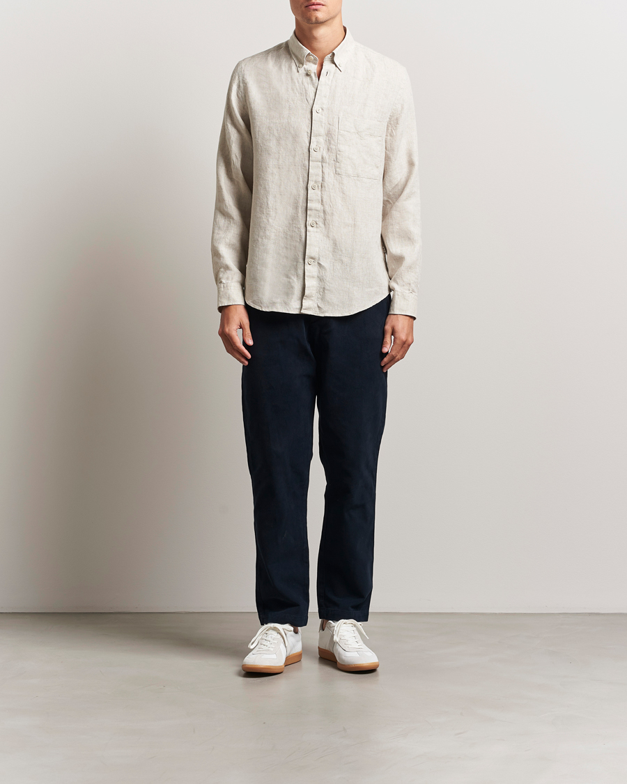 NN07 Arne Linen Button Down Shirt Oat