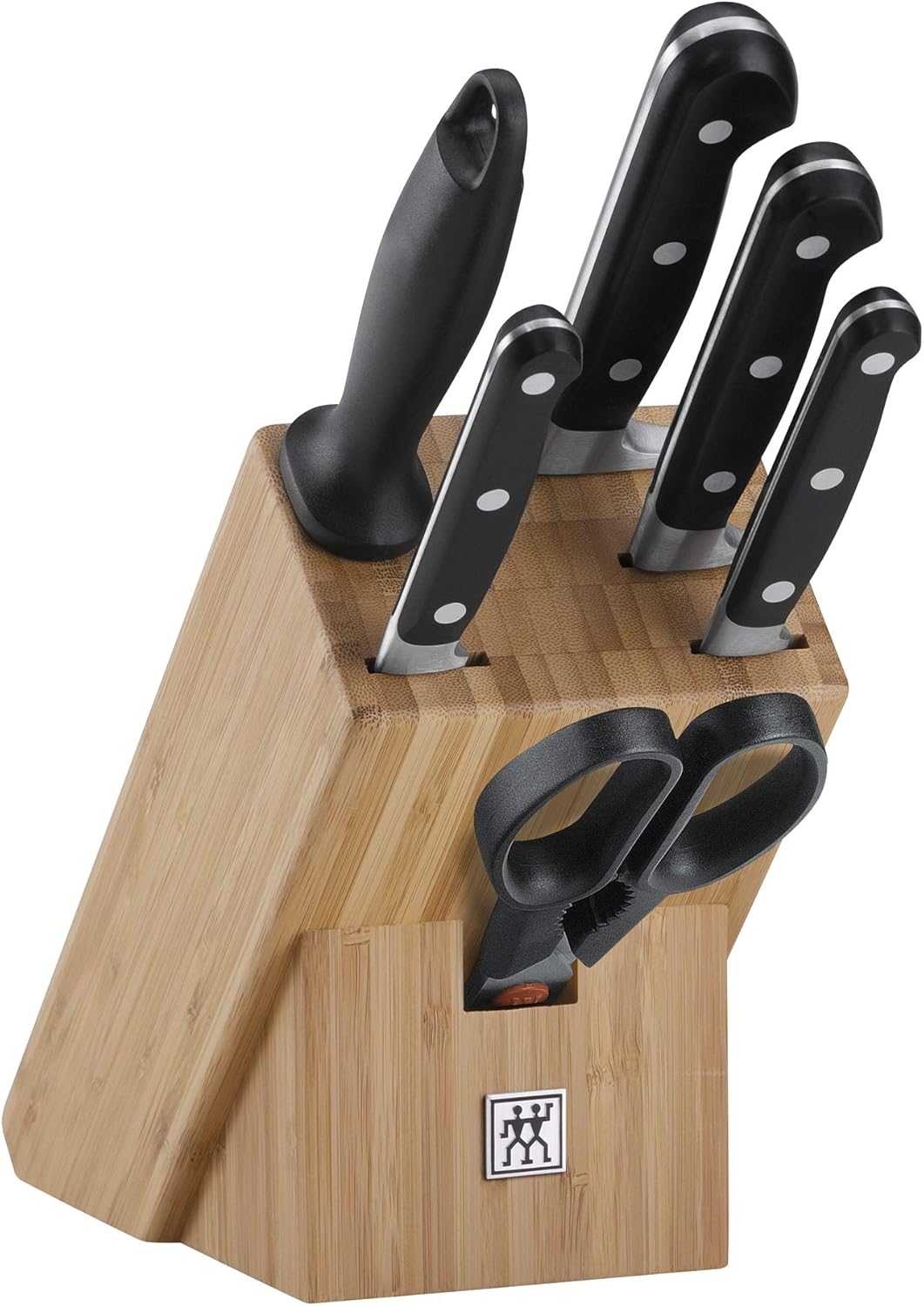 ZWILLING Professional S Messerblock, 7-teillig, Bambusblock, Messer und Schere aus rostfreiem Spezialstahl, Kunststoff-Griff, Schwarz