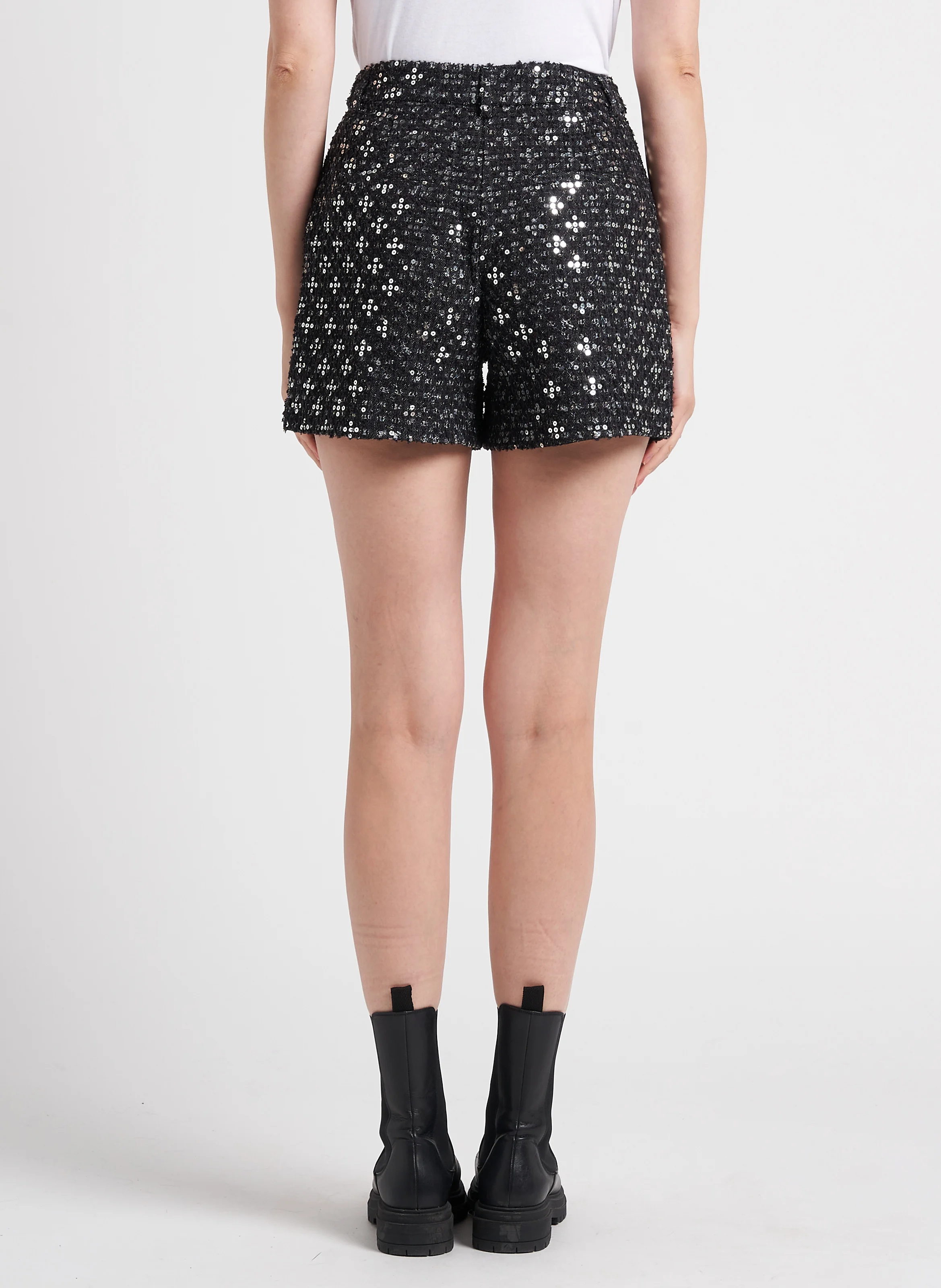 SHINNA - Short droit taille haute en coton | Noir