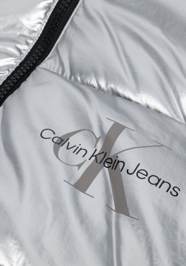 CALVIN KLEIN zilveren calvin klein gewatteerde jas 2 in 1 metallic puffer jacket