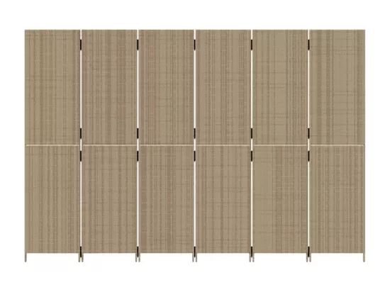 Cloison de séparation 6 panneaux beige résine tressée