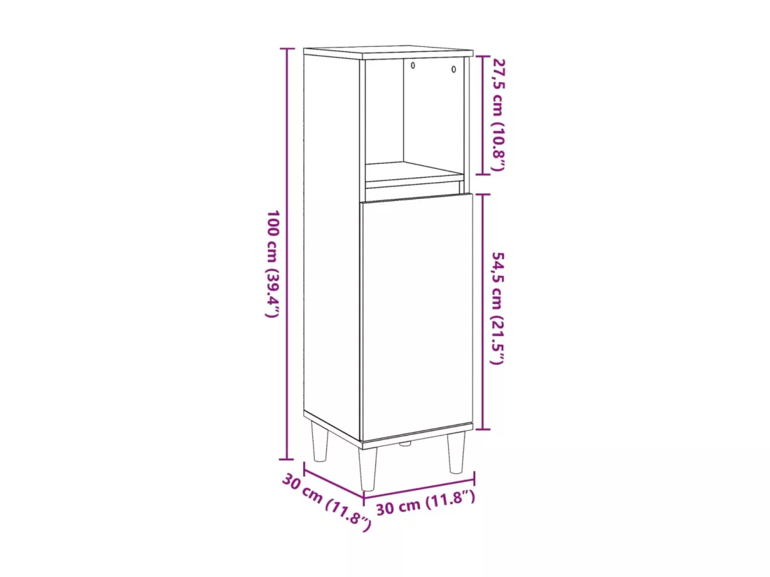 Armoire de salle de bain vieux bois 30x30x100cm bois ingénierie