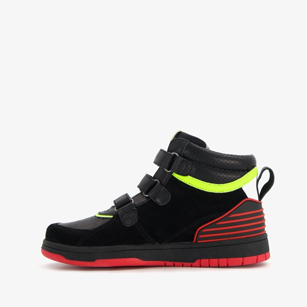 TwoDay hoge leren jongens sneakers zwart neon