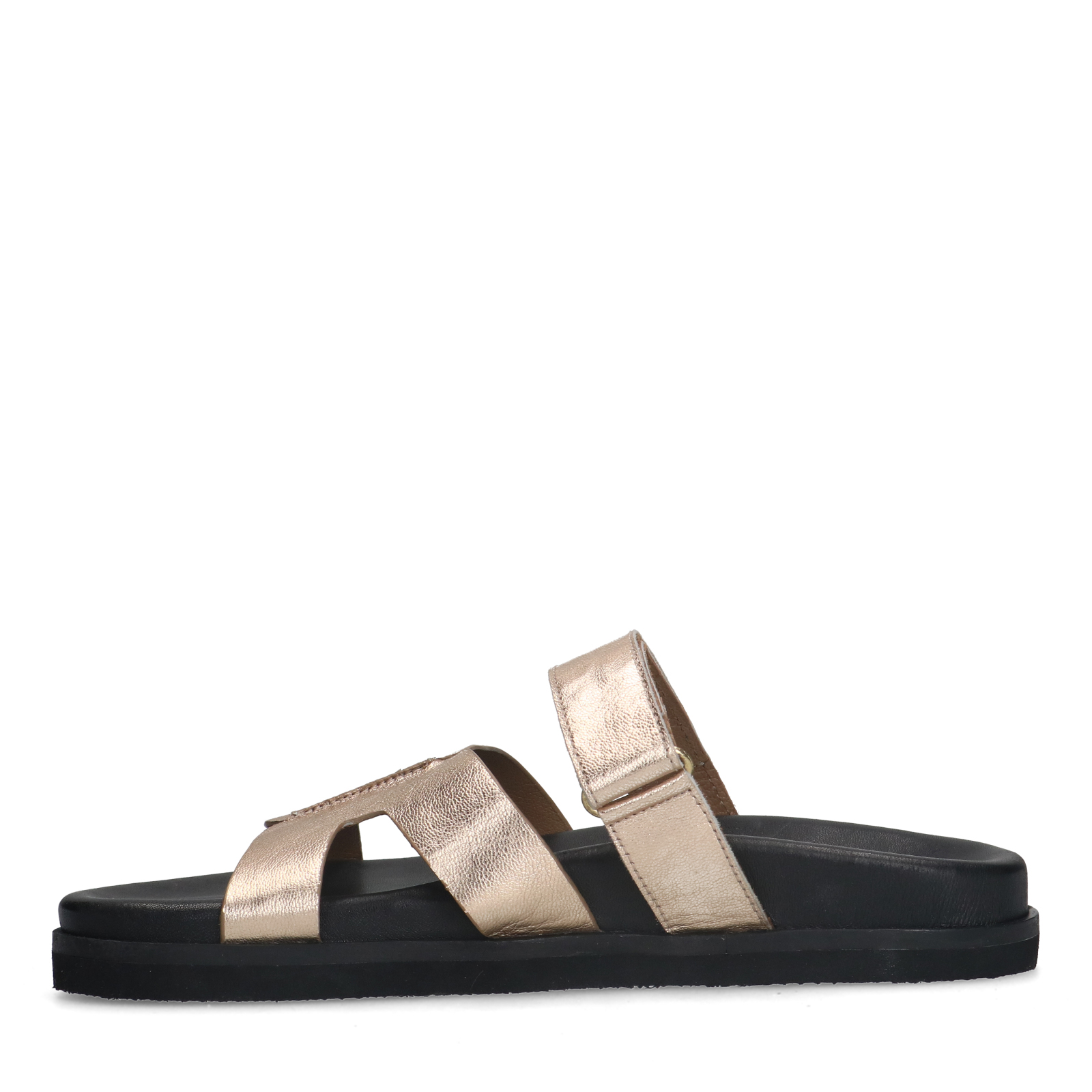Gouden leren slippers met bandje