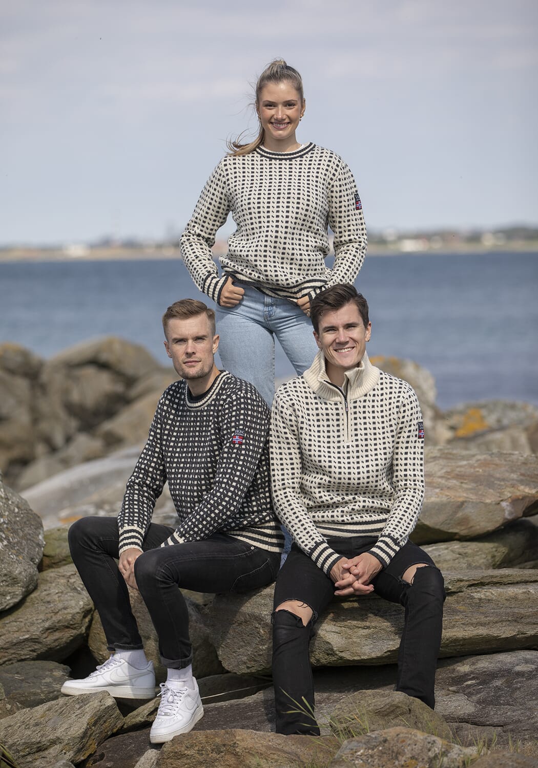 Islender Ullgenser - Koksgrå/naturhvit m/rund hals - Viking Of Norway
