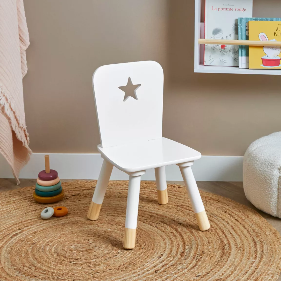 Chaise enfant bois (H50 cm) Stars Blanche