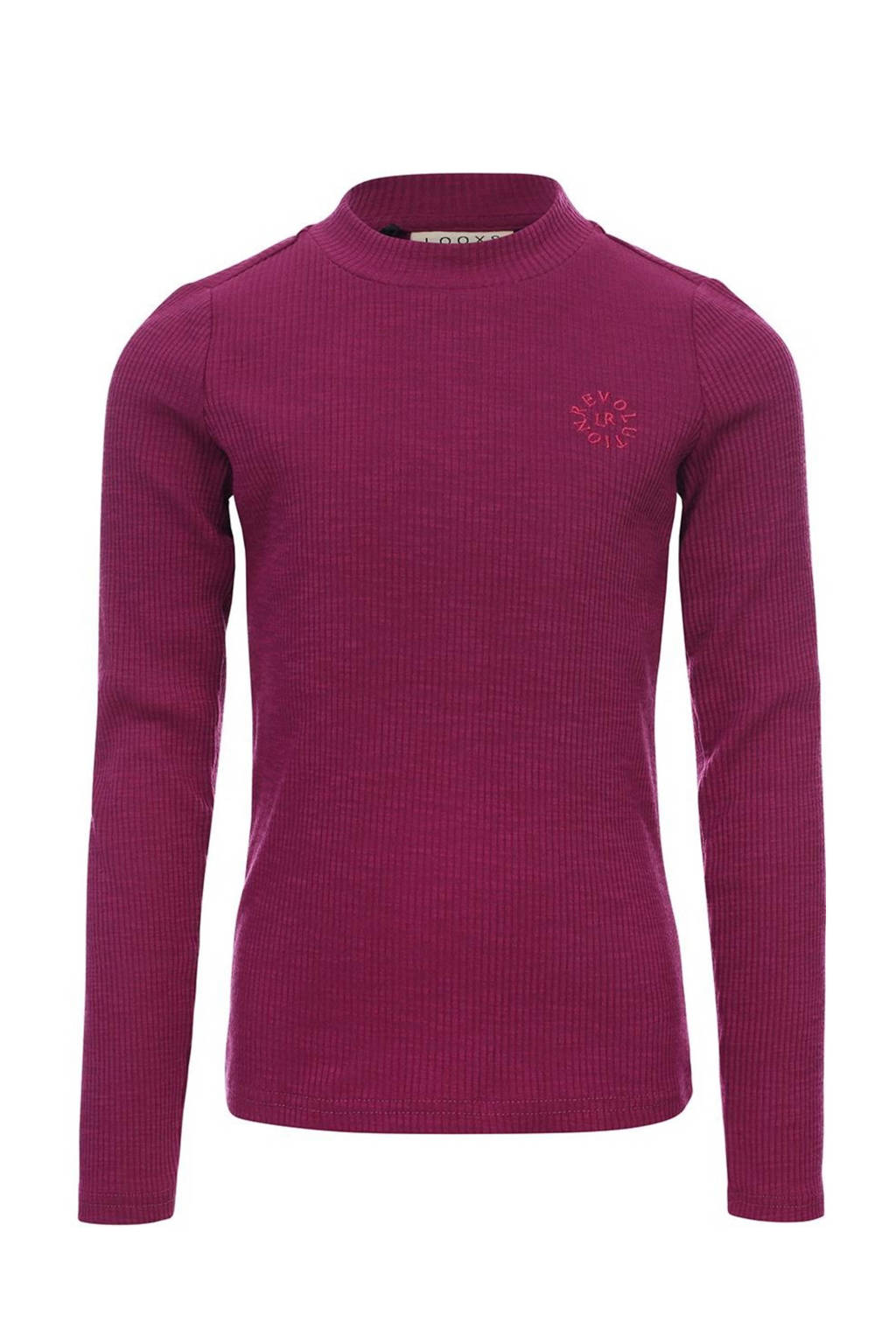 LOOXS longsleeve met borduursels donkerroze