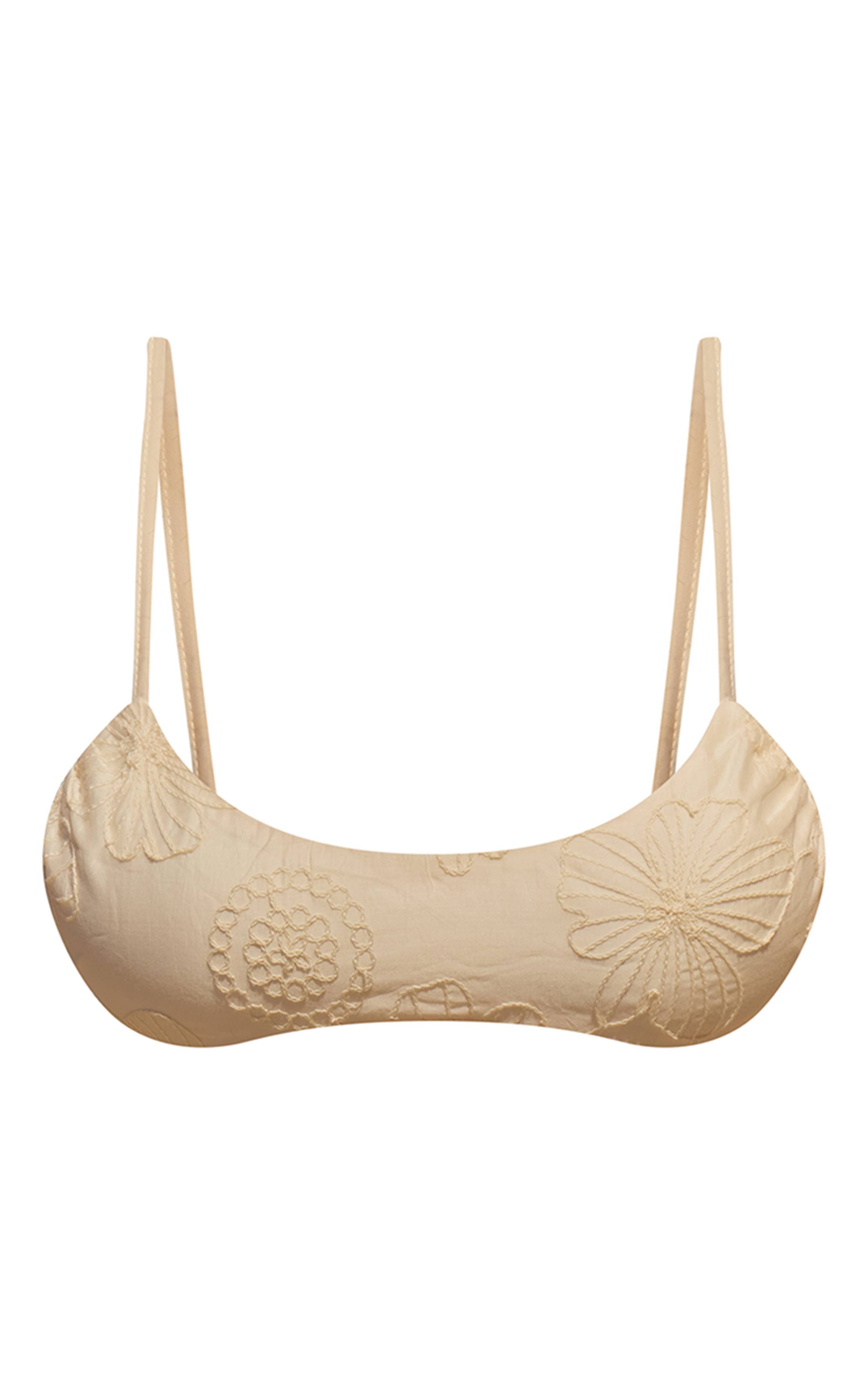 Crème Ensemble Bralette À Bretelles Brodée