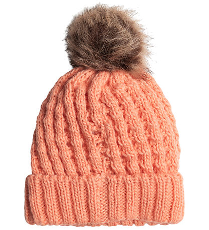 Roxy Mütze - Strick - Schneesturm - Peach Pink m. Bommel