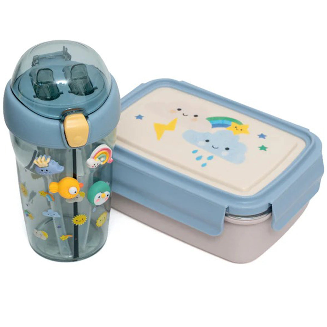petit monkey dubbele drinkfles sparkling - sky - 430 ml