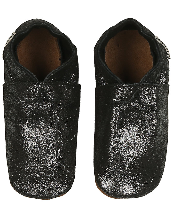 Krabbelschuhe STAR GLITTER in schwarz