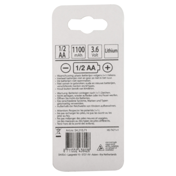 Batterij 1/2 AA Lithium 3.6V 1200mAh