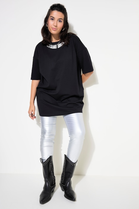 T-Shirt, oversized, Hals-Statemen