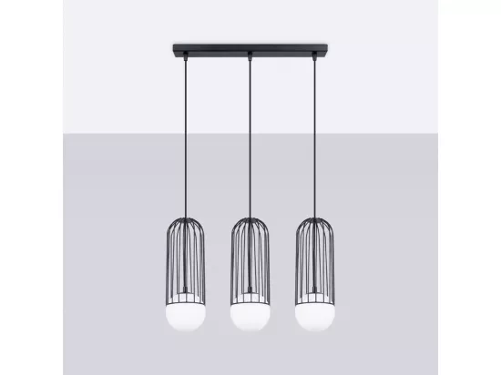 Applique Brina moderne en acier - 3 sources lumineuses - L.54 x H.115 cm - noir