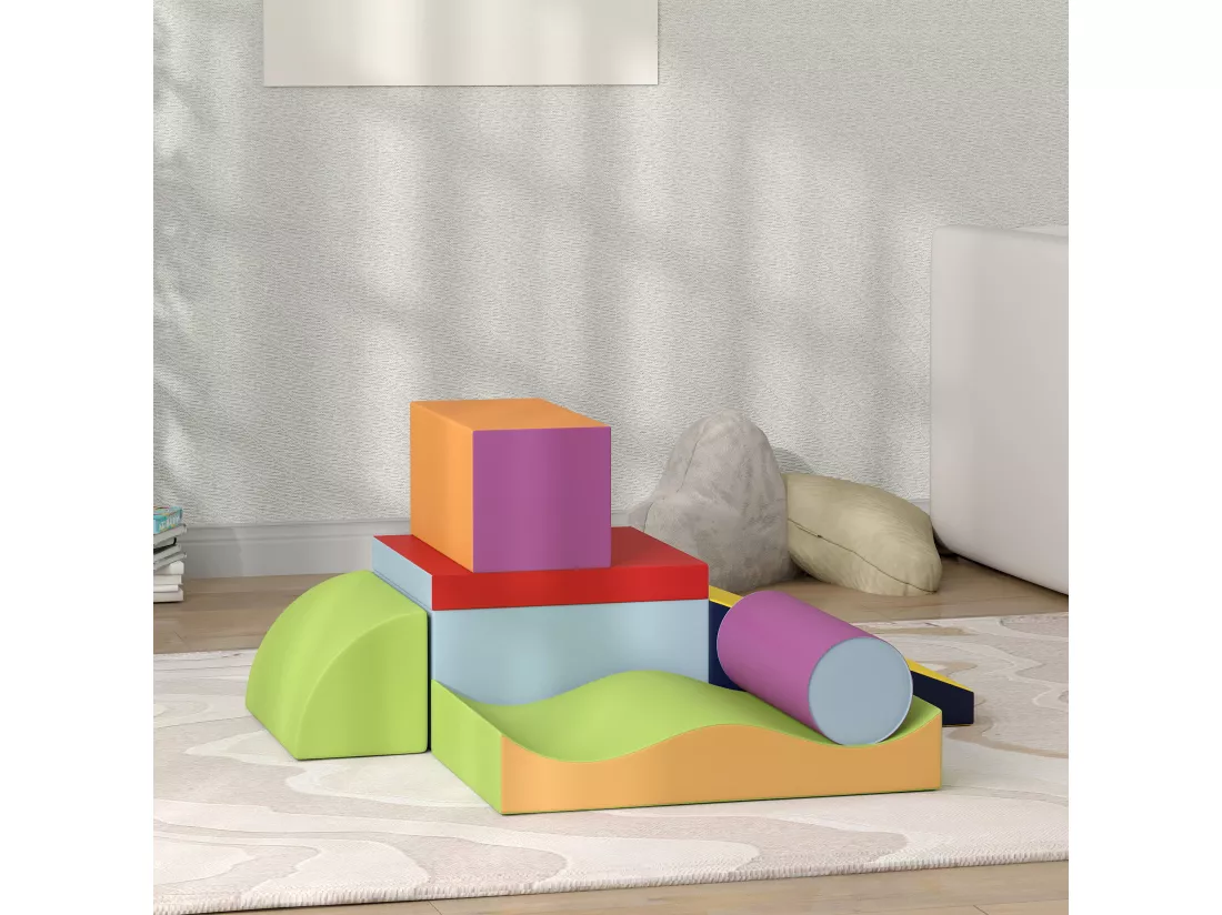 7 blocs de construction en mousse XXL - modules de motricité - certifiés normes EN71-1-2-3 - mousse EPE revêtement PU multicolore