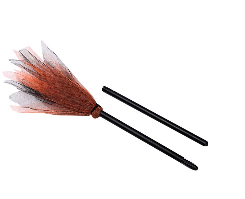 (82cm) Hexen Besen Fasnachts Kostüm Zubehör Motto Party Accessoire Halloween Foto Requisite - Orange