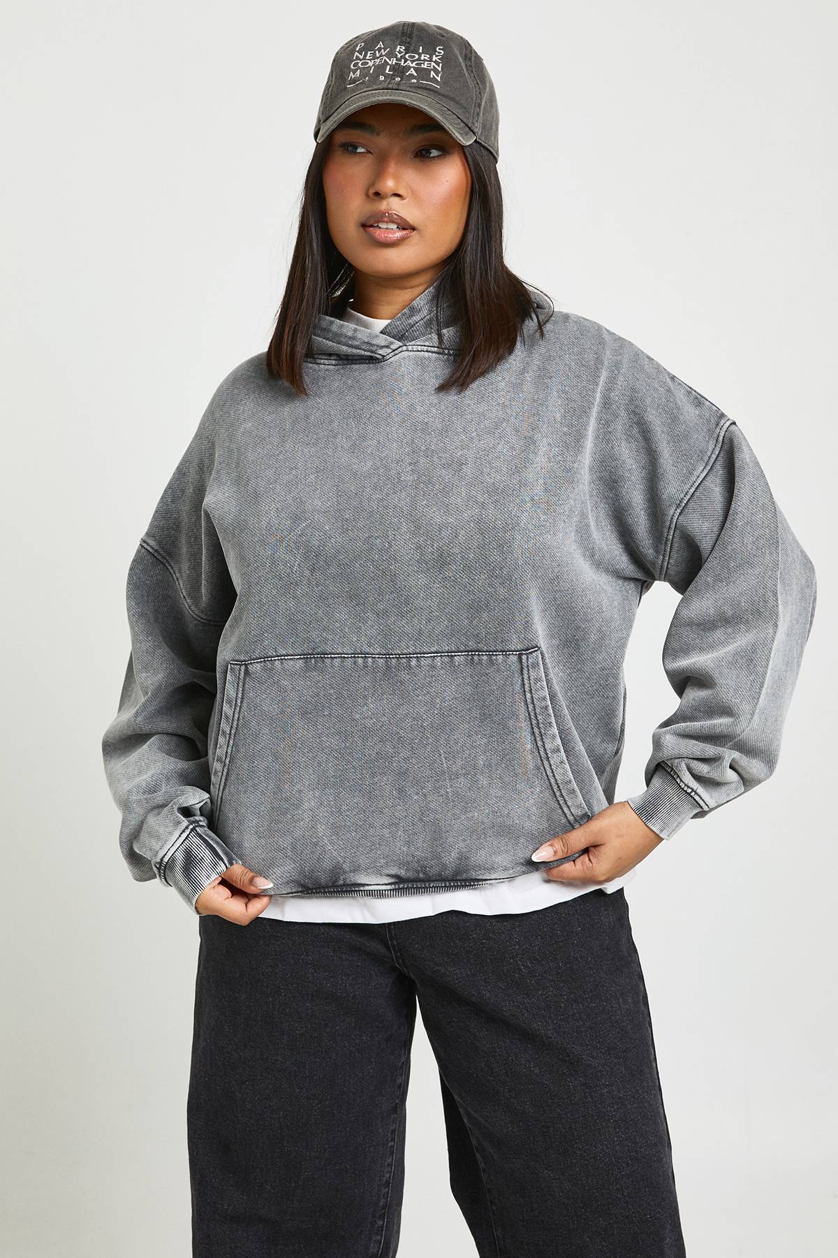 boohoo Sweat à Casynthétiqueche Oversize Délavé à l'Acide Grande Taille