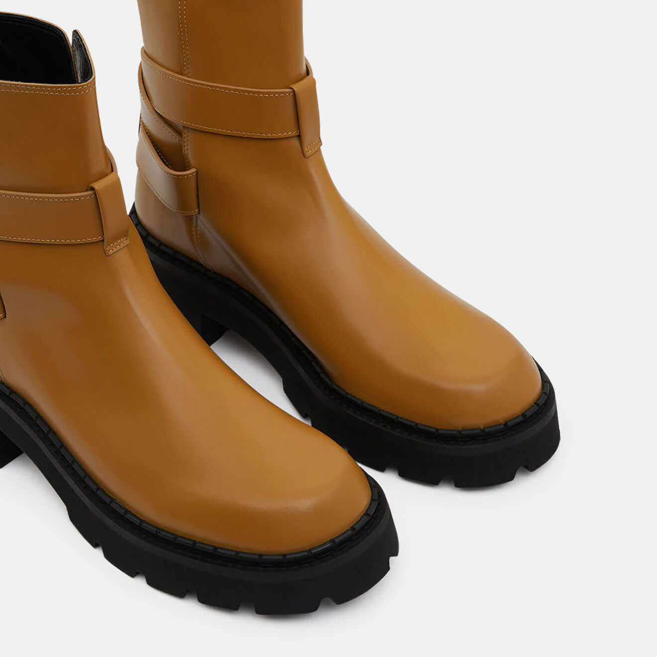 By Far Boots en Cuir Warner marron clair