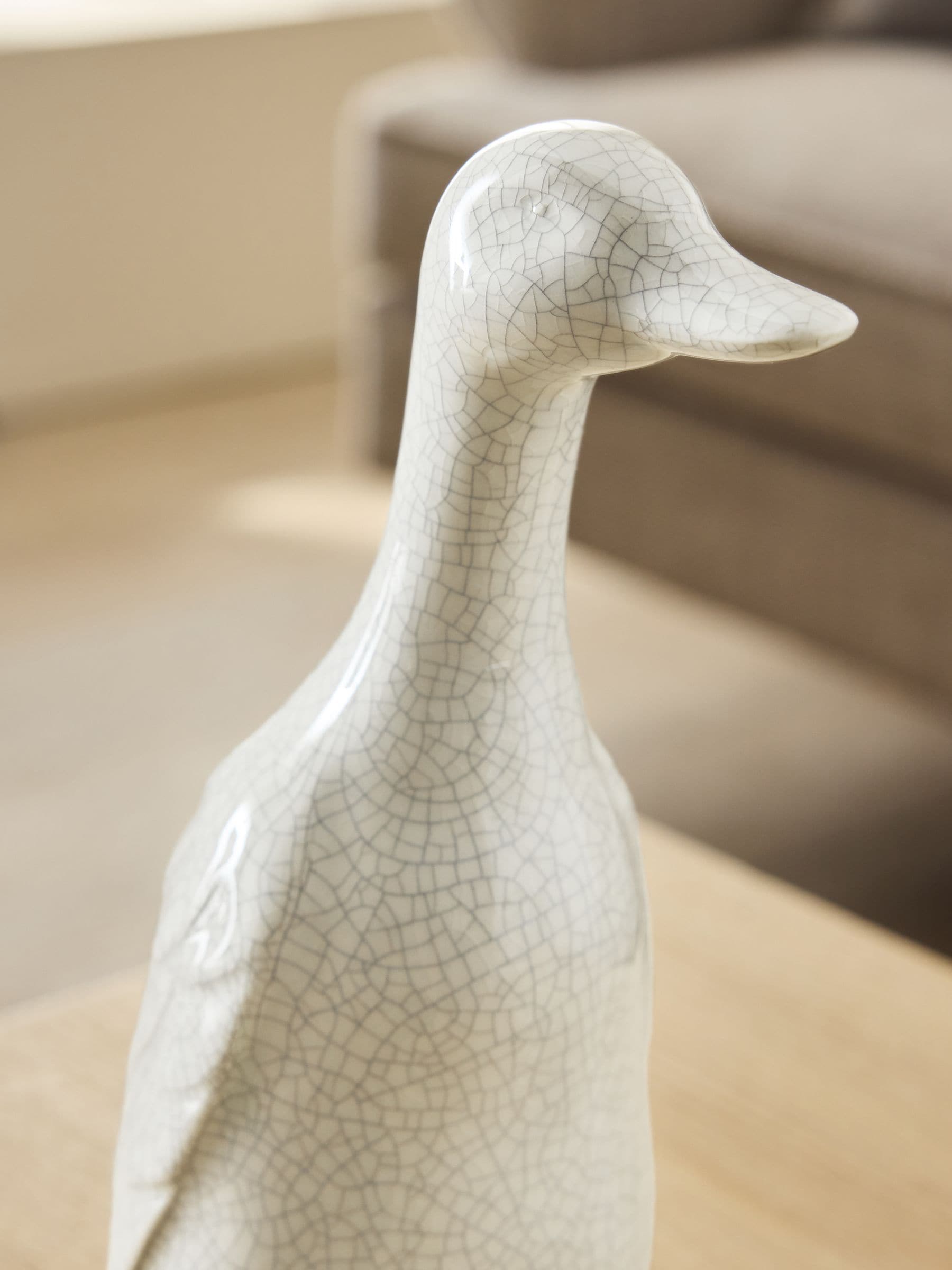 Crackle Glaze Ceramic Runner Duck Ornament