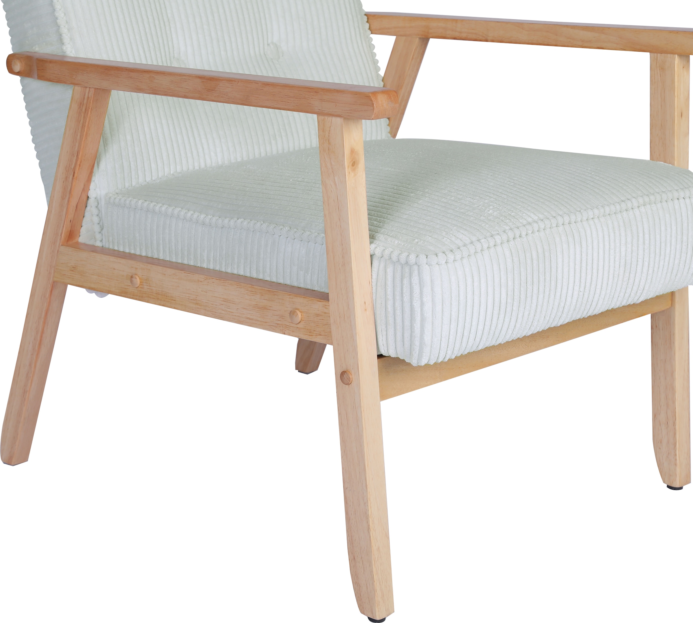 Home affaire Loungesessel »MENONRI mit Armlehnen aus Massivholz« Relaxsessel, Lese-Sessel, Cocktailsessel in Cord und Webstoff