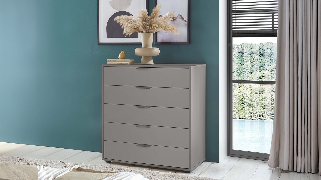 Commode Onyx met 5 laden kiezelgrijs