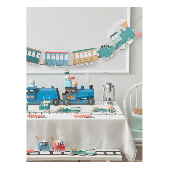 Meri Meri Gobelets en carton train en 6 couleurs - Set de 8 | Vert kaki