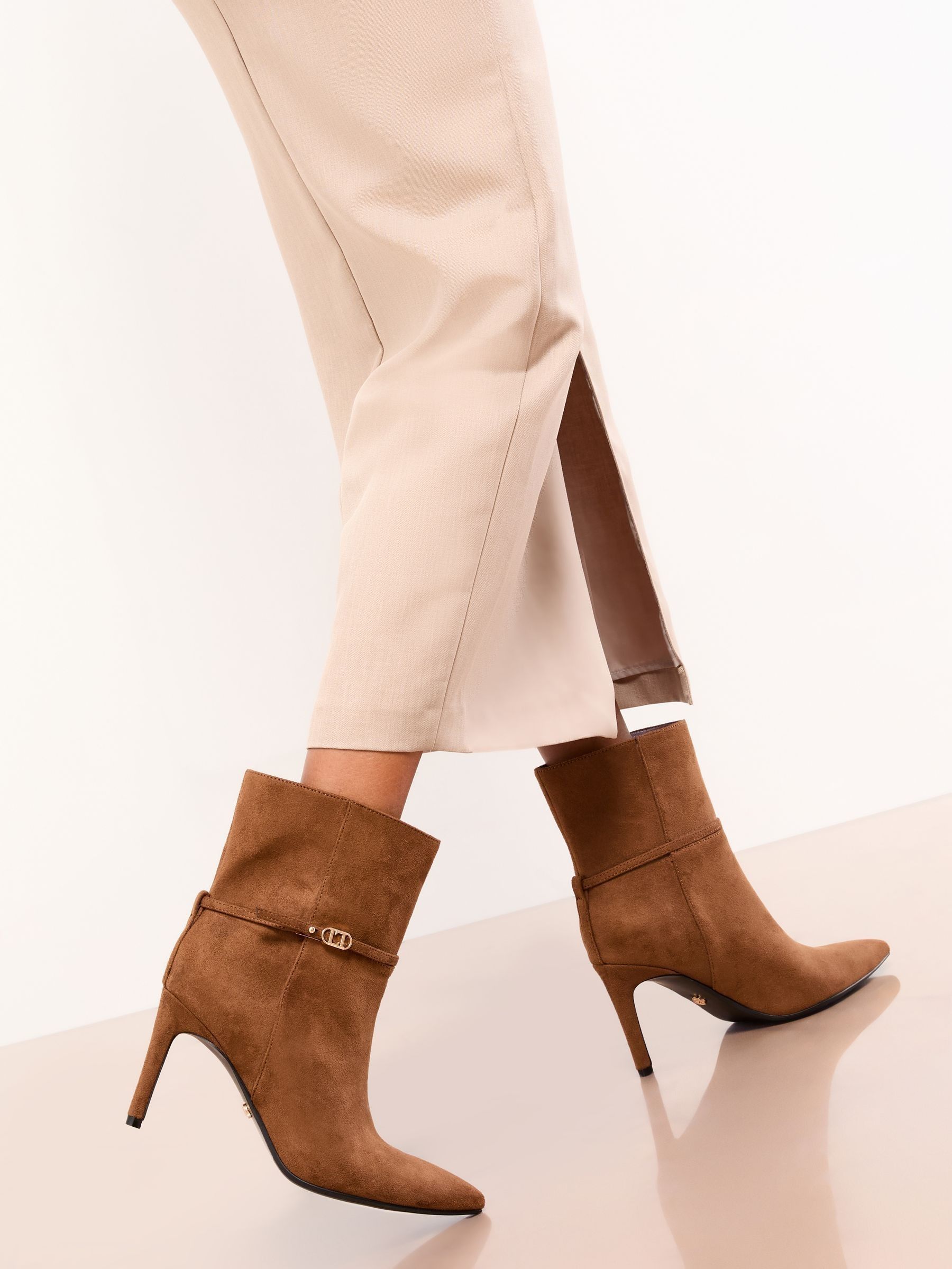 Bruin imitatiesuède - Lipsy Branded High Stiletto Heeled Ankle Boots
