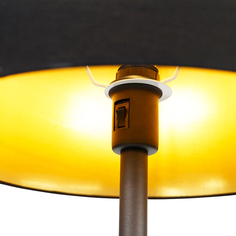 QAZQA - Classic I Antieke Klassieke Staande Lamp Zwart met Goud I Messing en Leeslamp - Retro I Woonkamer I Slaapkamer - Staal Langwerpig - LED Compatibel E27