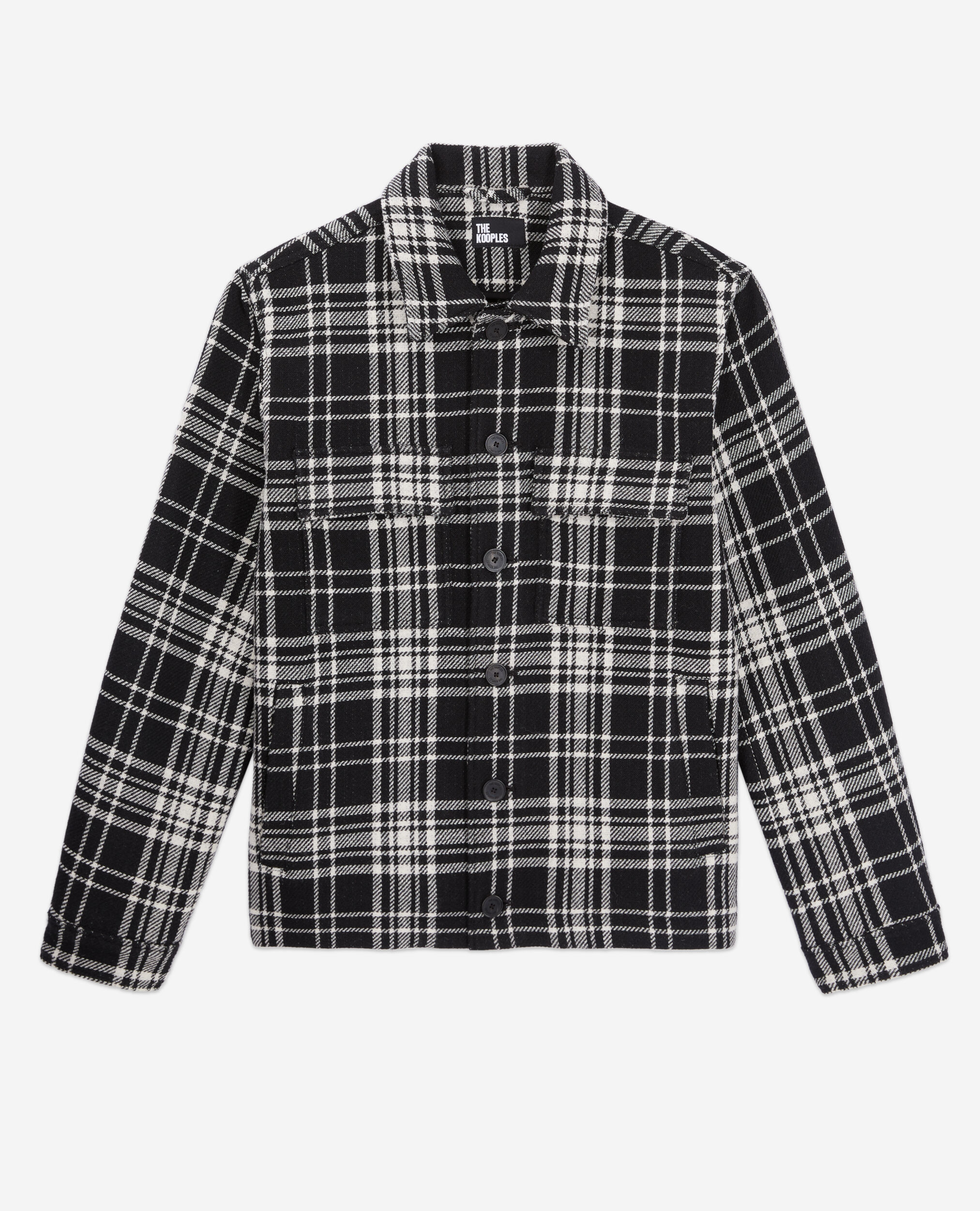 Blouson type surchemise à carreaux en laine mélangée
