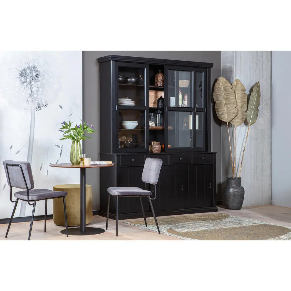 WOOOD Lagos Buffetkast - Grenen - Zwart - 214x166x48