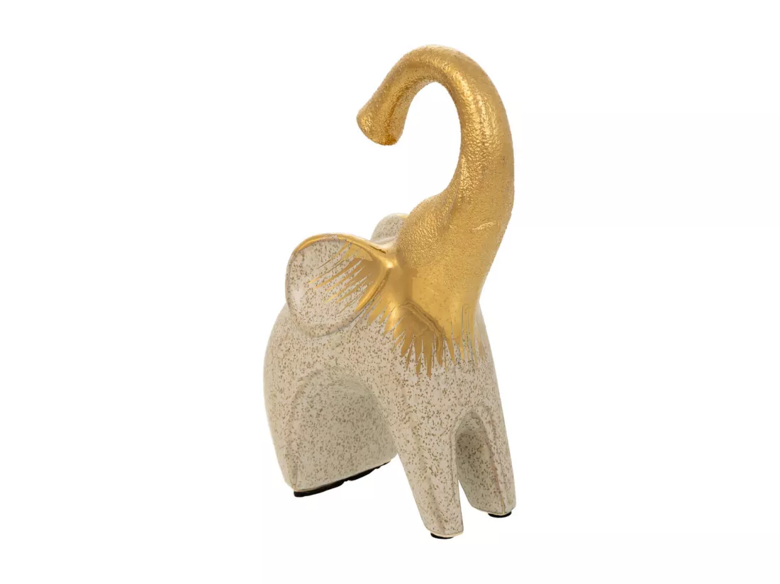 Décoration d'éléphant en céramique dorée 12,5x7,5x20h