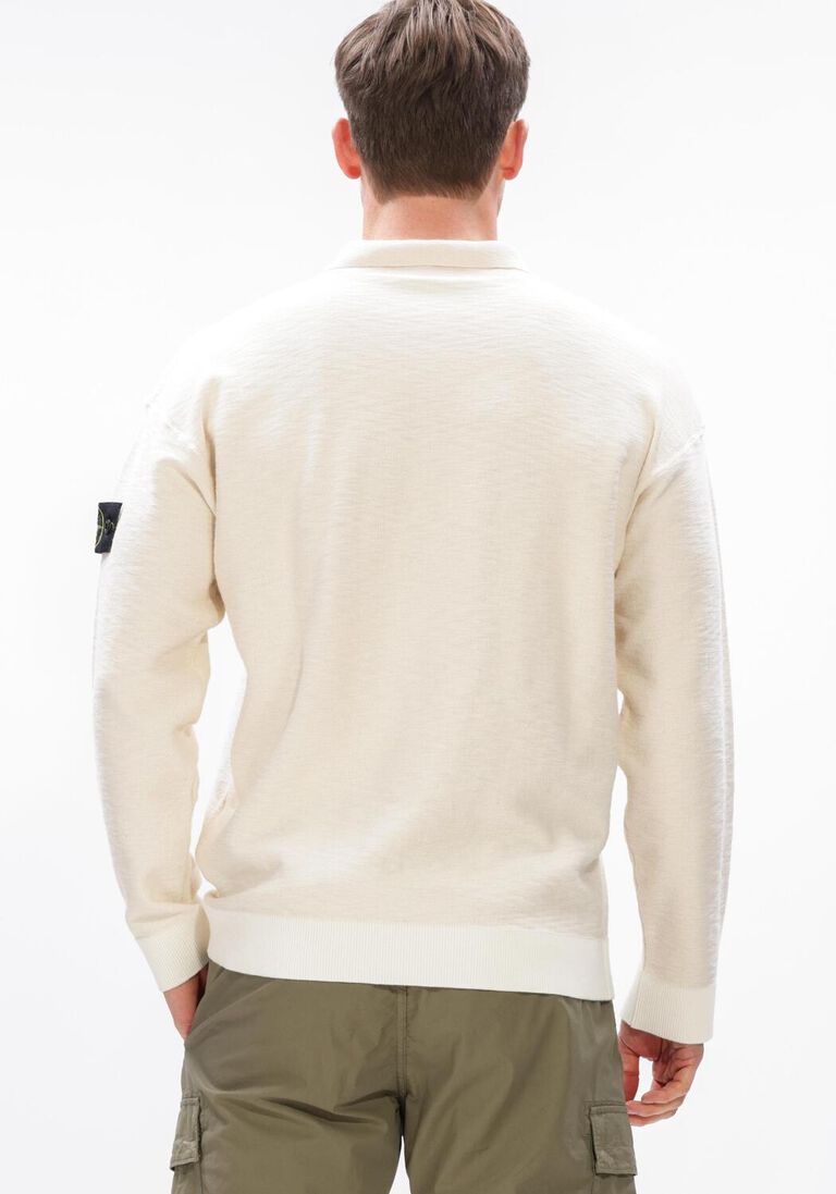 ecru stone island polo ls polo s01b0