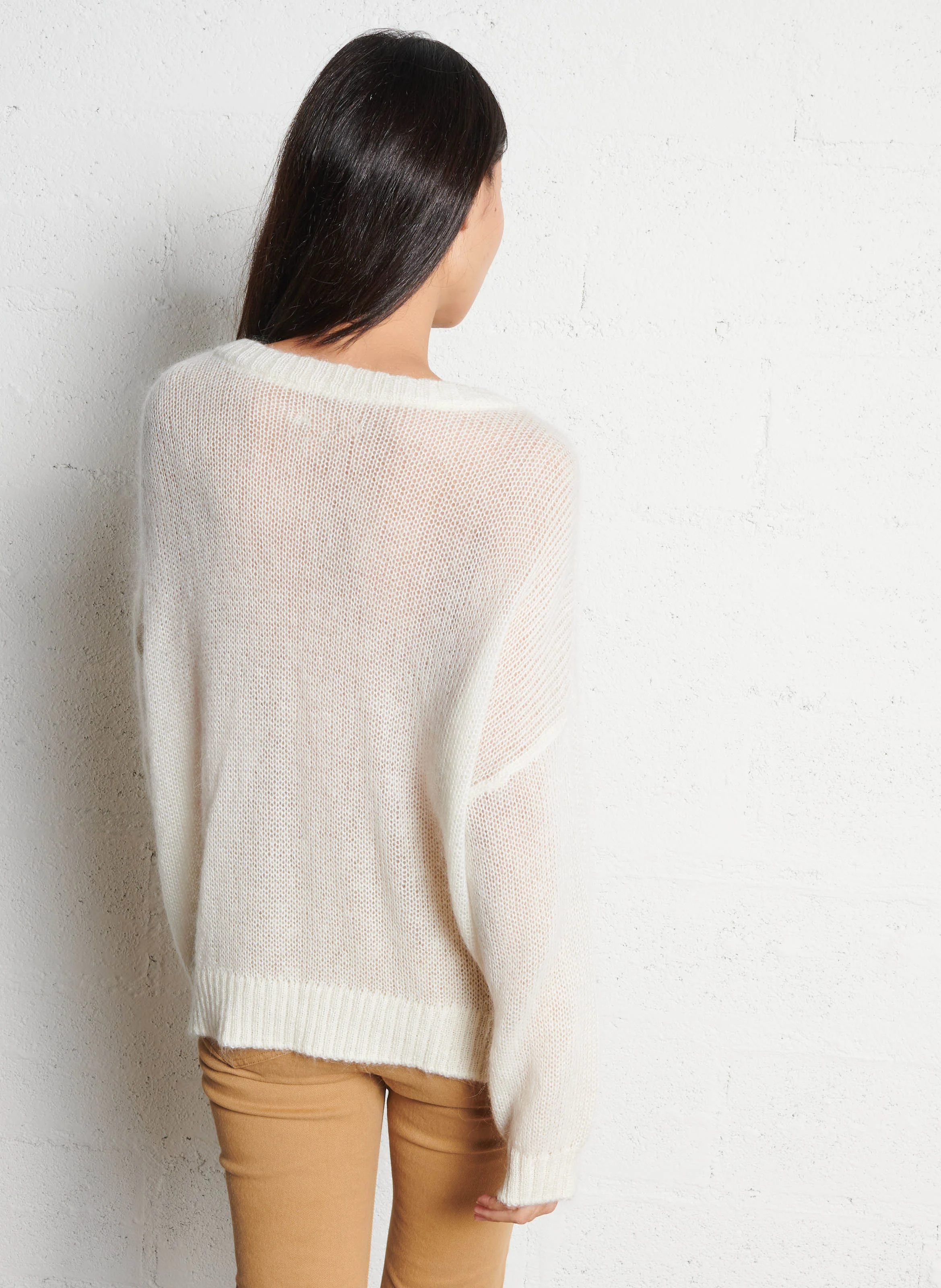 BULON - Pull ample en laine mélangée| Blanc