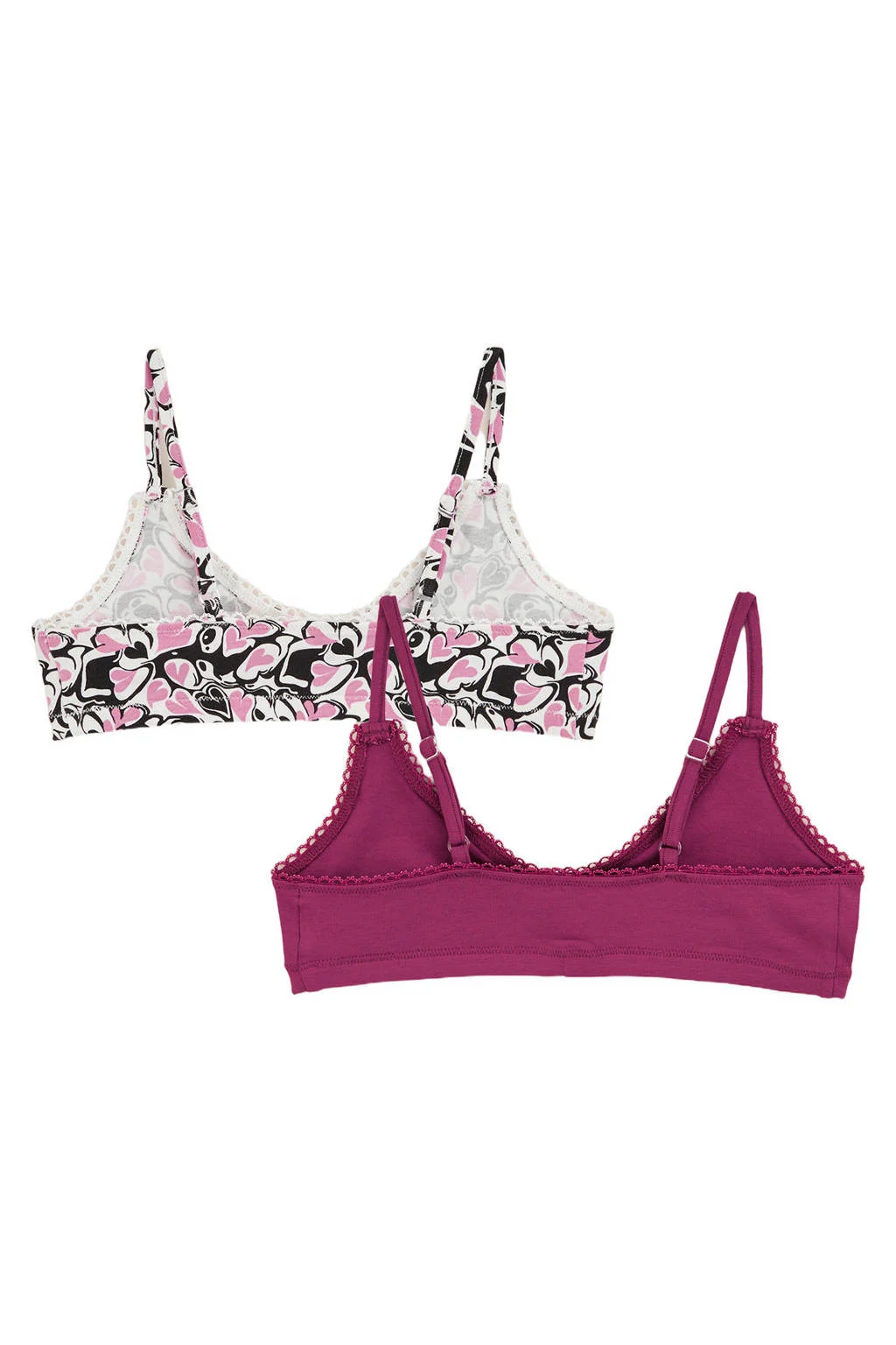 WE Fashion BH top - set van 2 donkerroze/ecru/zwart