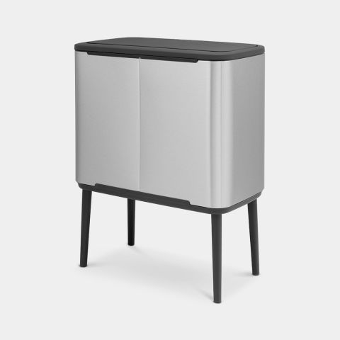 Bo Touch Bin, met 3 binnenemmers, 3 x 11 liter - Matt Steel Fingerprin