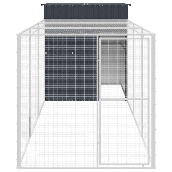vidaXL Hønsebur med gård antrasitt 165x455x181 cm galvanisert stål