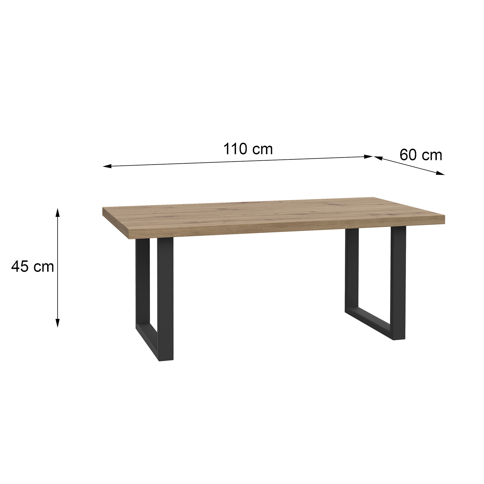 Couchtisch - Artisan Eiche - Metallbeine - 110 cm