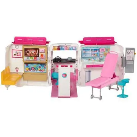 Barbie 2-in-1 Krankenwagen Spielset mit Licht & Geräuschen