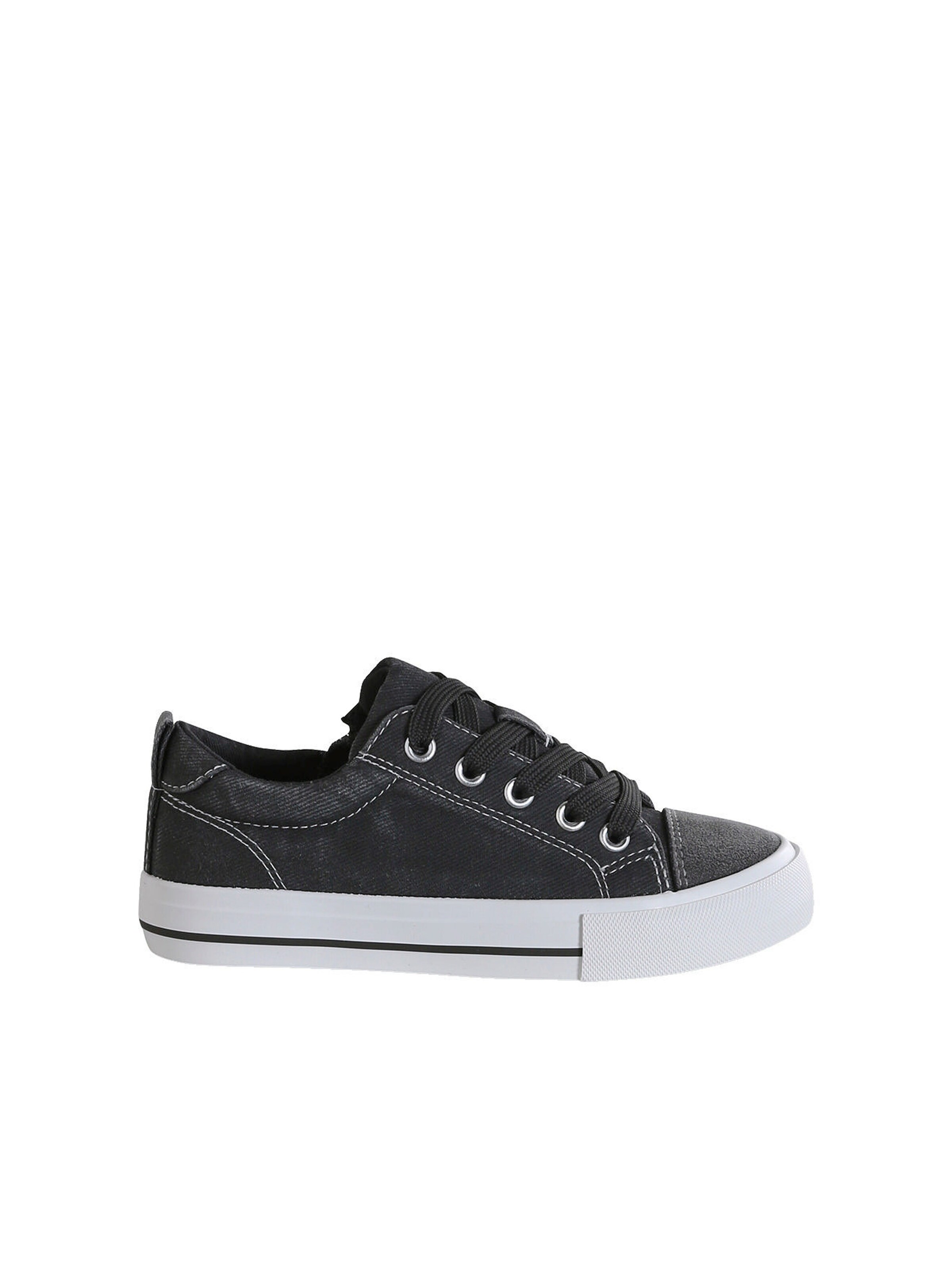 Vertbaudet Kinder Stoff-Sneakers im Vintage-Look mit Reißverschluss grau