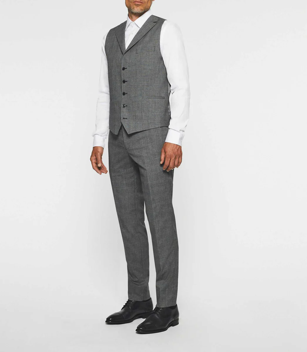 Gilet de costume à carreaux gris XSOBRE