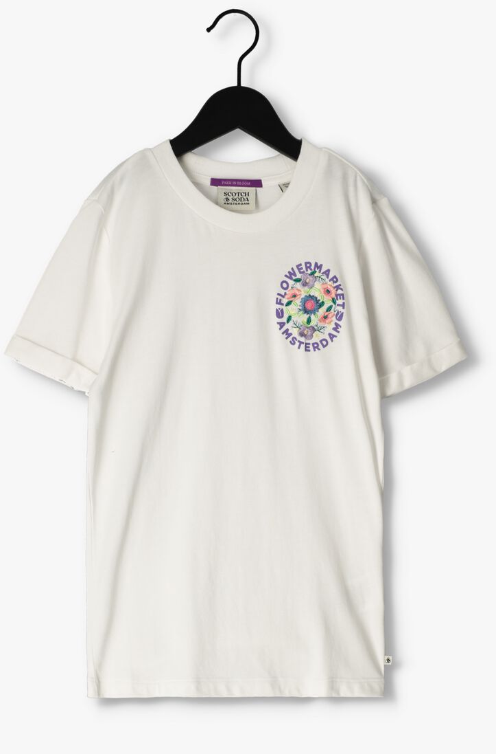 SCOTCH & SODA witte scotch & soda t-shirt slim fit flower embroidery