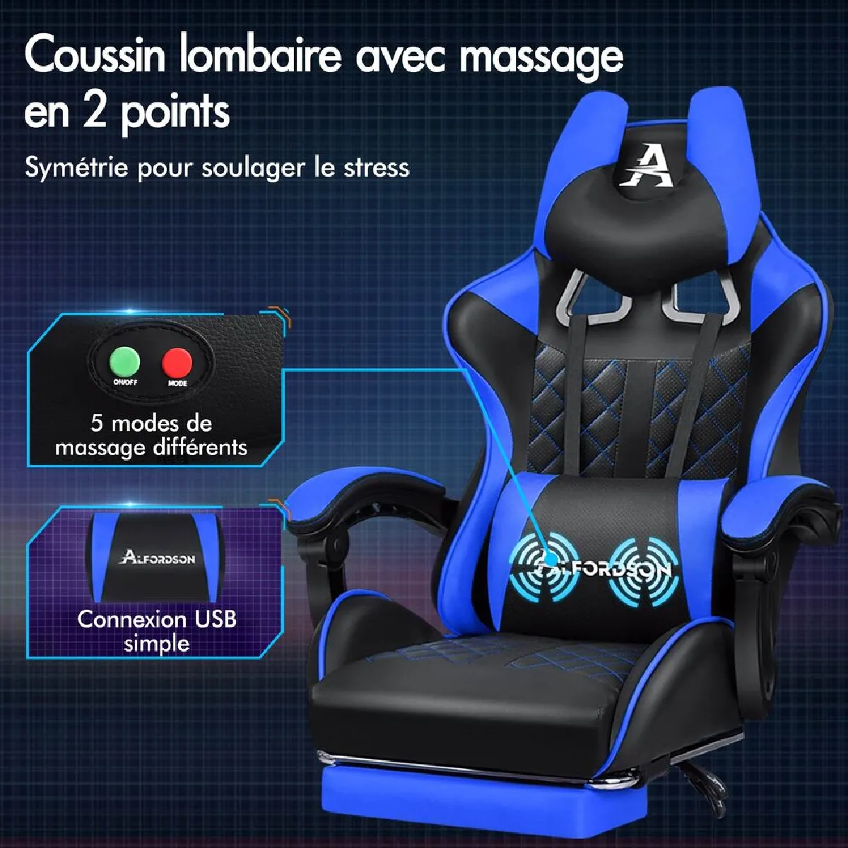 ALFORDSON Racer - Bleu/Noir