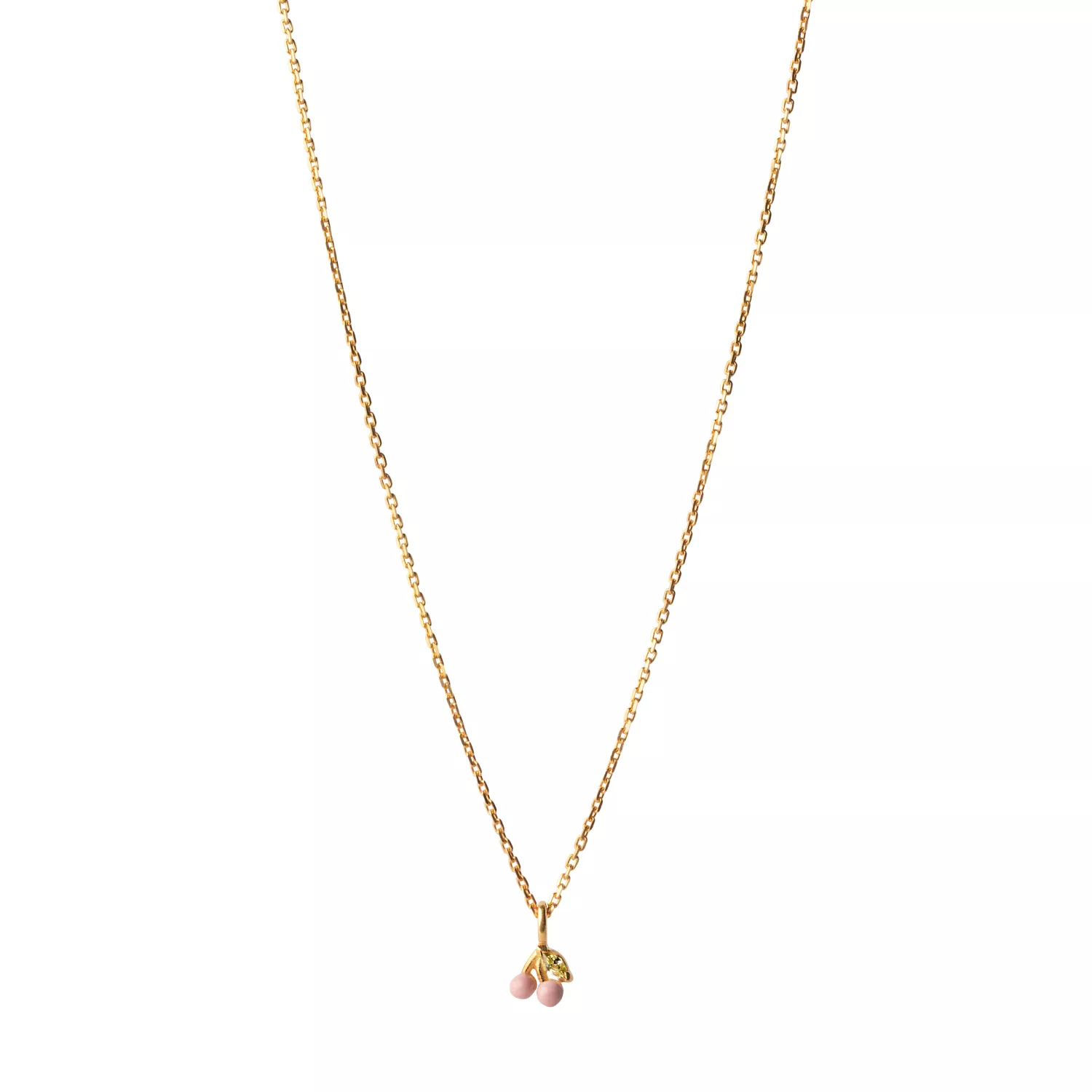 Enamel Cherry Halskæde 18 kt. Forgyldt Sølv N70GM-Light pink