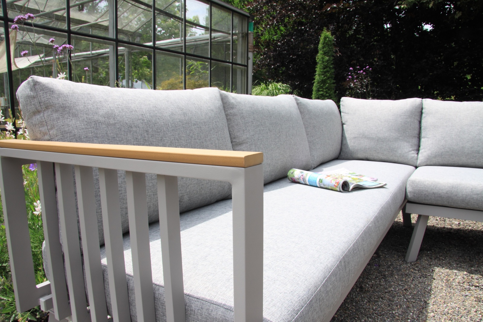 3-teilige Garten-Lounge GONDOLA - grau - inklusive Kissen